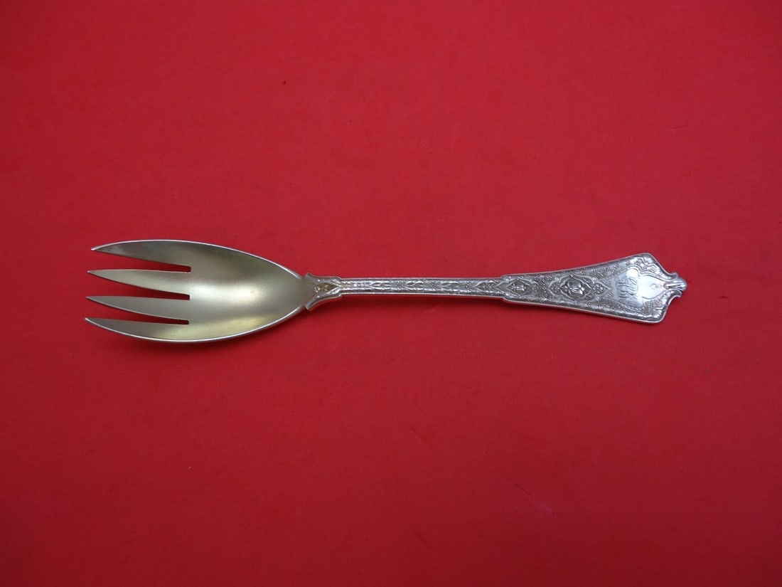 Tiffany & Co. Persian Sterling Silver Goldwashed Terrapin Fork 4-Tine 6.25": Tiffany & Co. Persian Sterling Silver Goldwashed Terrapin Fork 4-Tine 6.25" Enhance your dining experience with this exquisite Persian Fork by Tiffany & Co. Crafted from high-quality sterling silver, 