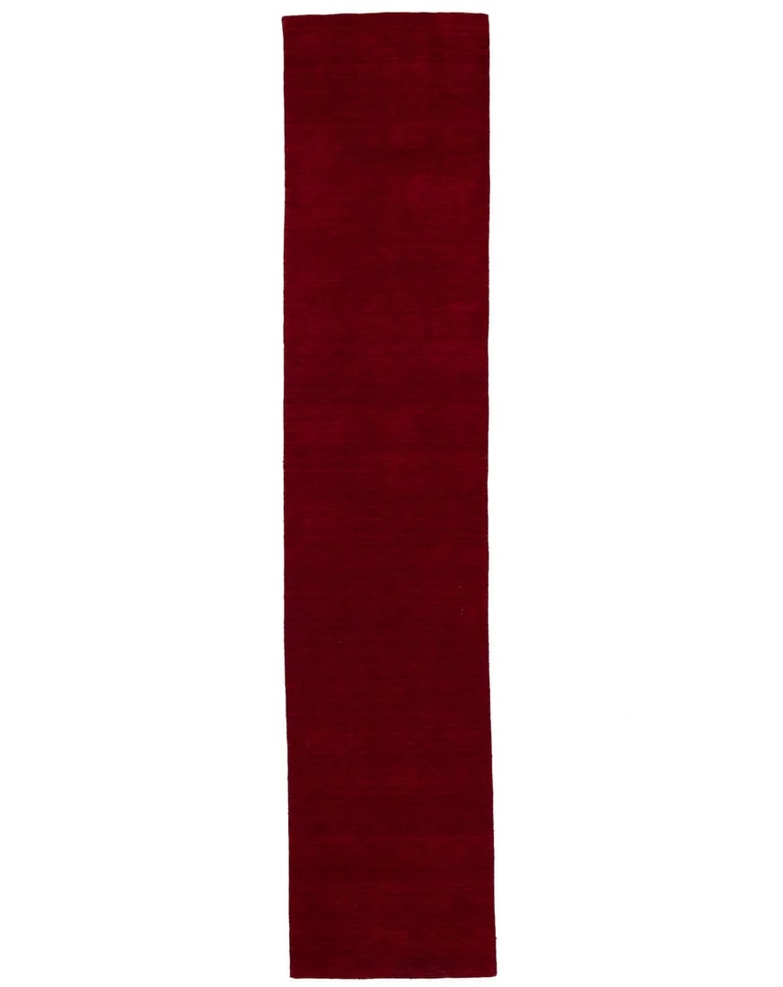 Red Gabbeh Wool Runner Rug 2'7 x 11'11 Hand-Loomed: Red Gabbeh Wool Runner Rug 2'7 x 11'11 Hand-Loomed Enhance your living space with this stunning 2'7" x 11'11" red hand-loomed Gabbeh wool runner rug. Perfect for hallways or bedrooms, this modern rug 