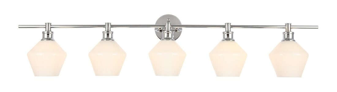 Gene 5 Light Chrome Wall Sconce with Frosted Glass Shades (1 of 11)