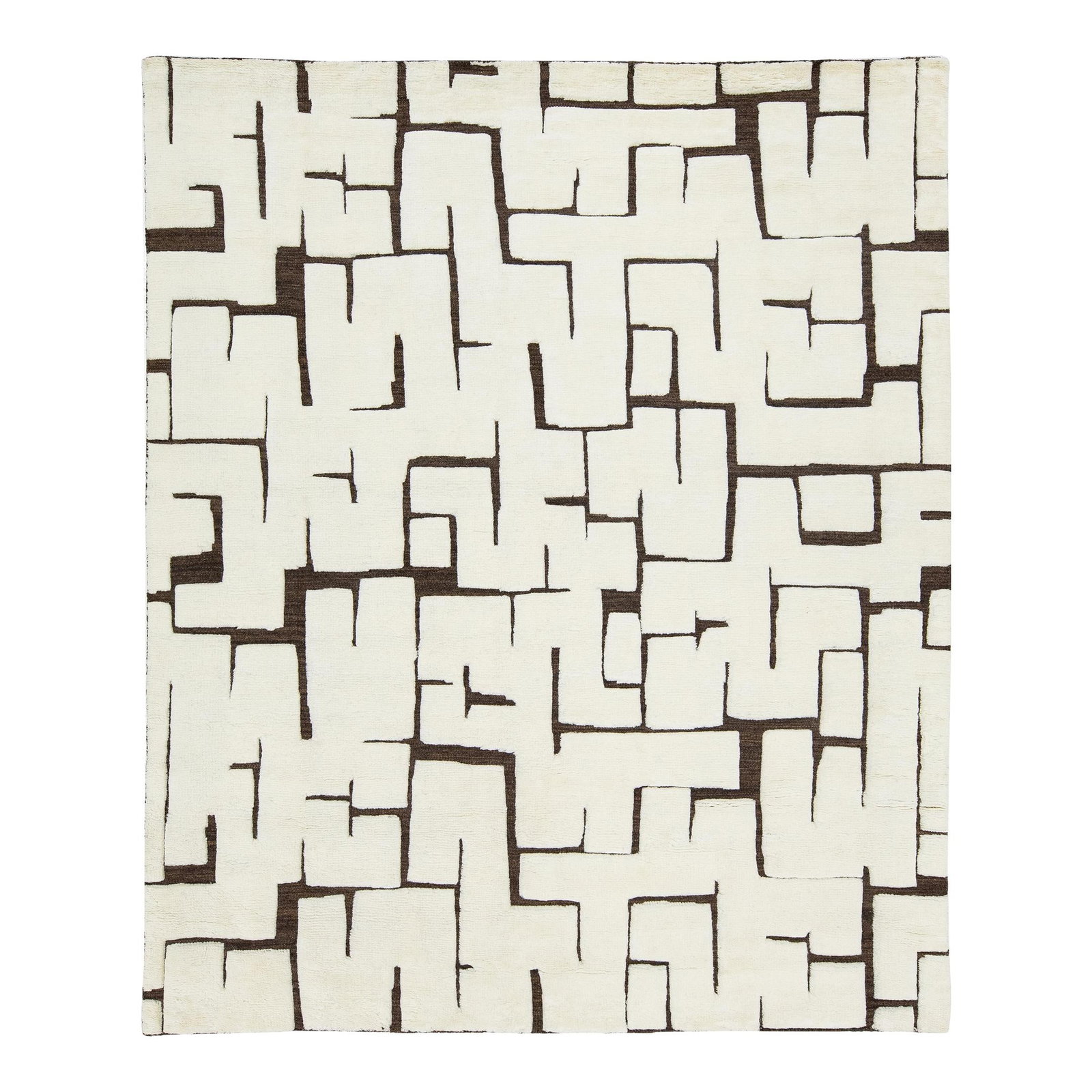 Contemporary Hand-Knotted Wool Rug Ivory Brown Abstract Moroccan Style 8' x 9'8: Contemporary Hand-Knotted Wool Rug Ivory Brown Abstract Moroccan Style 8' x 9'8 Enhance your living space with this stunning Contemporary Moroccan-style hand-knotted wool rug. Featuring an elegant ivo