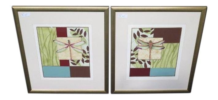 W. King Ambler Dragonfly Gold Framed Prints Pair in Gold Frames (1 of 6)
