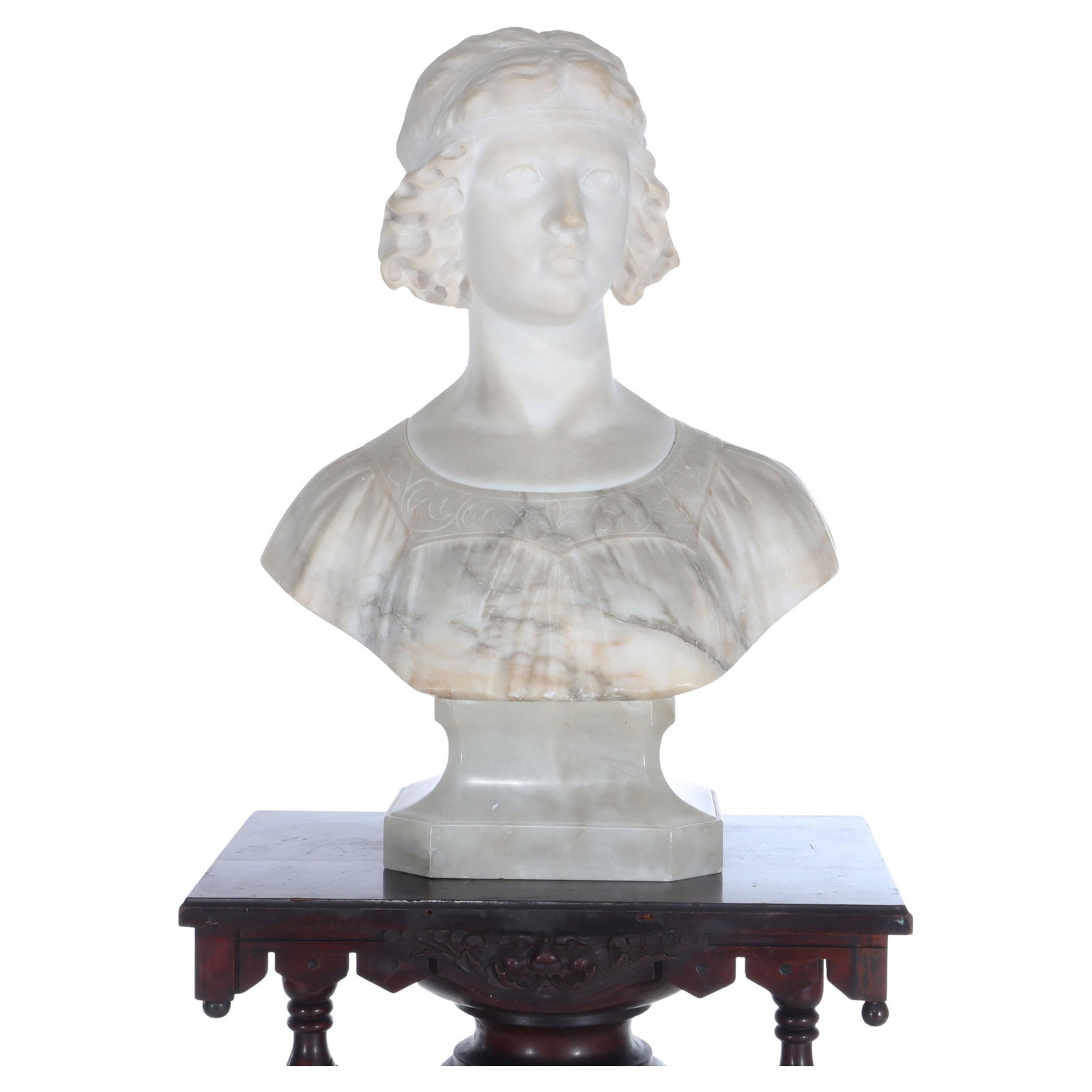 Neoclassical Marble Bust of Woman Signed Prof Oragelli Sardelli Circa 1880 (1 of 11)
