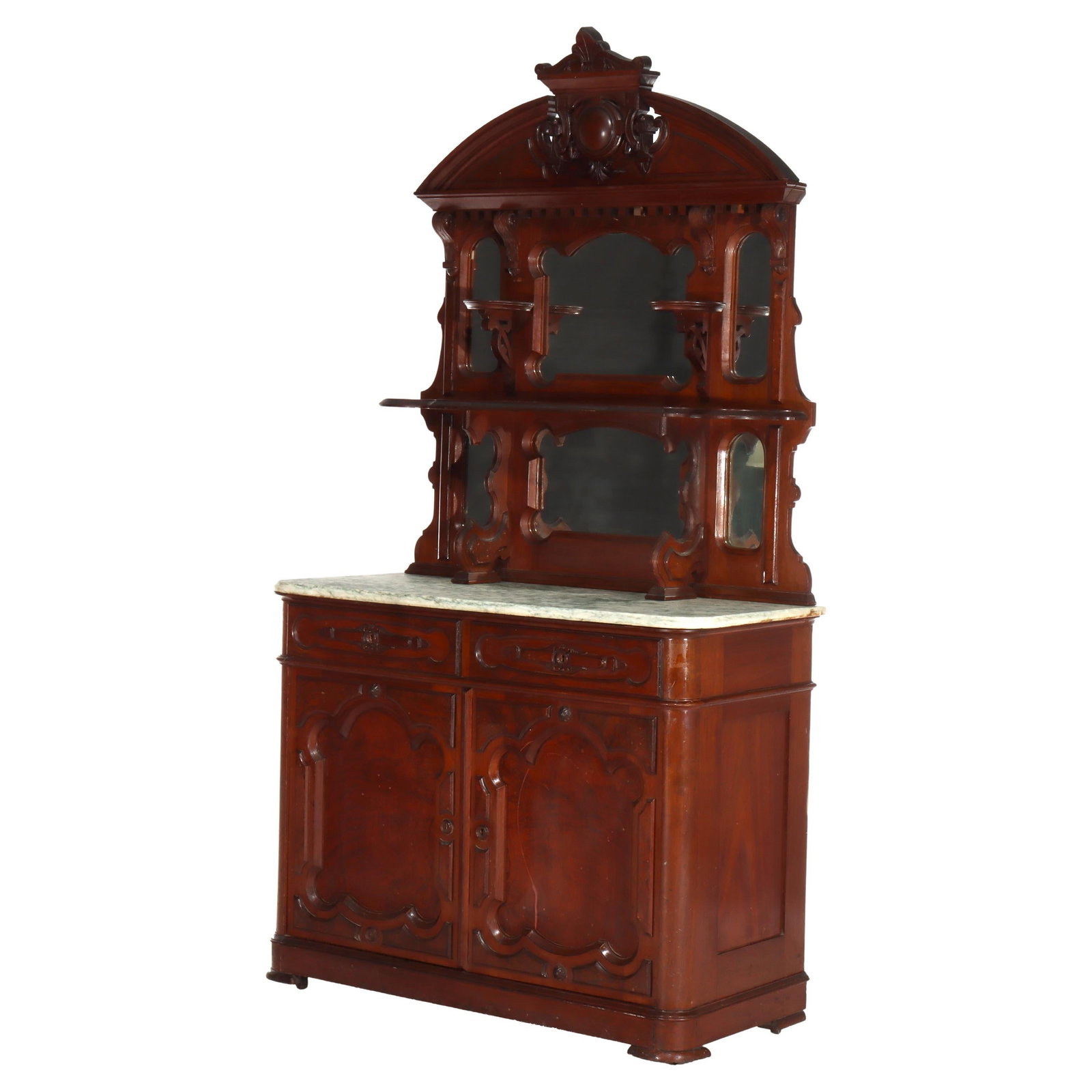 Antique Renaissance Revival Walnut Burl Marble Sideboard c1890: Antique Renaissance Revival Walnut Burl Marble Sideboard c1890 This large antique Renaissance Revival sideboard, crafted from walnut and burl, is a stunning addition to any home. Dating back to circa 