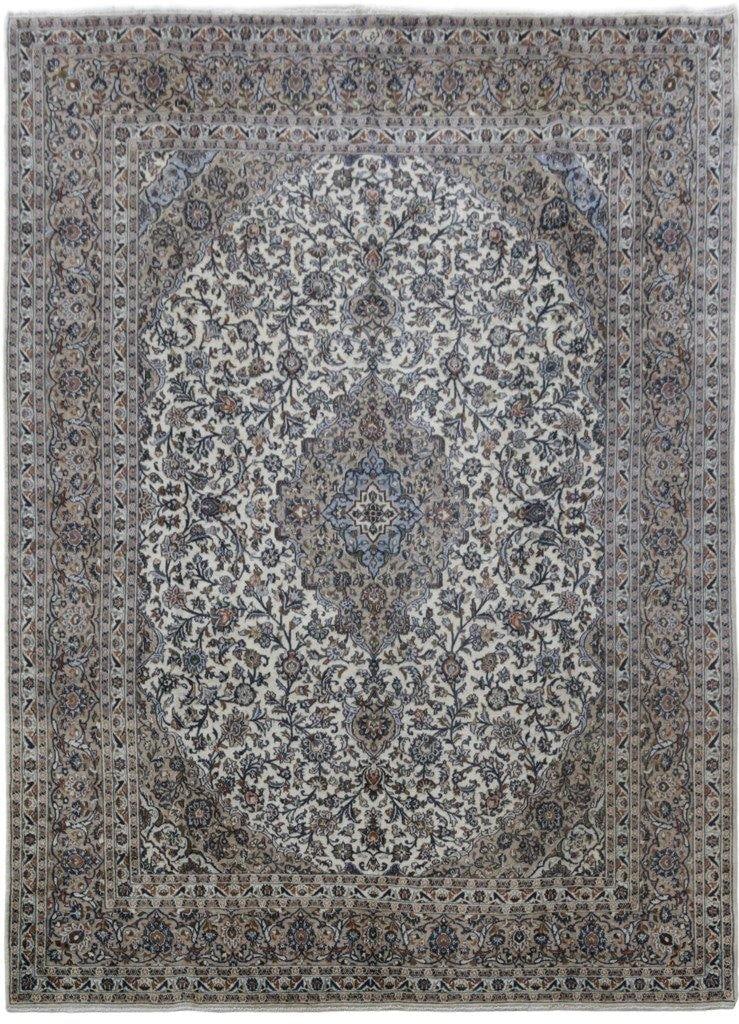 Ivory Blue Handmade Persian Kashmar Rug 9.7 x 13.2 Signed by Artisan: Ivory Blue Handmade Persian Kashmar Rug 9.7 x 13.2 Signed by Artisan Free continental US Shipping Enhance your living space with this exquisite 9.7 x 13.2 Ivory Blue Handmade Persian Signed Kashmar Ru