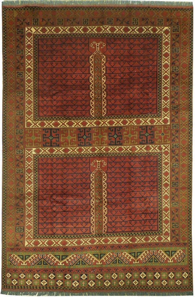 6.6 x 9.8 Afghan Hatchlu Hand Knotted Wool Tribal Rug: 6.6 x 9.8 Afghan Hatchlu Hand Knotted Wool Tribal Rug Free continental US Shipping Hand-knotted Afghan Hatchlu tribal rug in a 6.6 x 9.8 size, featuring the distinctive Hatchlu design, also spelled Ha