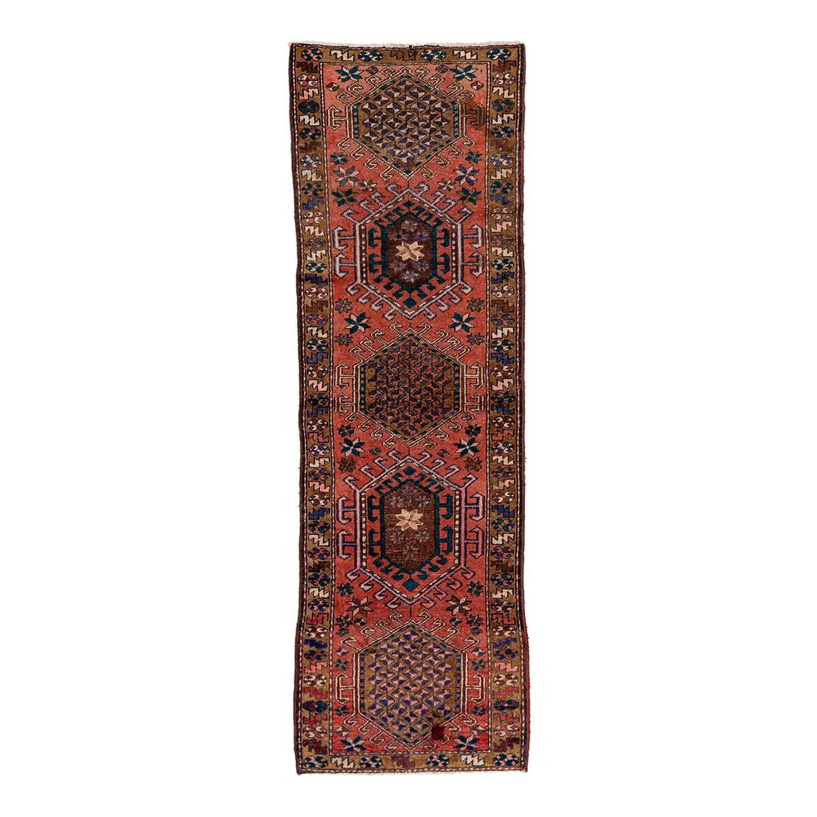 Vintage 1950s Persian Heriz Hand-knotted Wool Rug Tribal Design 2'10 x 9'4 (1 of 7)