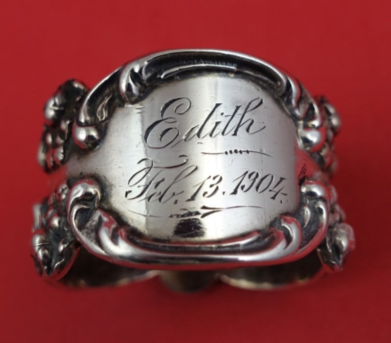 Shiebler Gothic sterling silver napkin ring engraved Edith 2" x 1" (1 of 3)