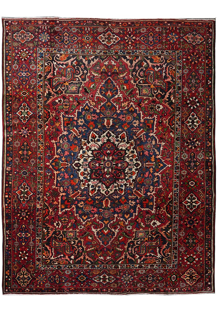 Persian Bakhtiar Tribal Wool Rug 116 x 148 in Hand Knotted 1970s Iran: Persian Bakhtiar Tribal Wool Rug 116 x 148 in Hand Knotted 1970s Iran Free continental US Shipping This Persian Tribal Bakhtiar rug is a hand-knotted area rug crafted in Iran during the 1970s. Made fr