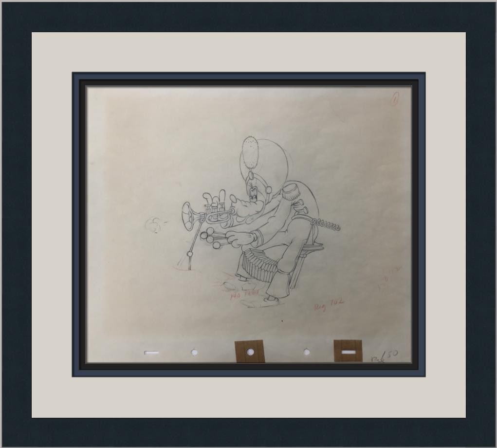 Framed Disney Goofy model sheet drawing from One Man Band (1 of 3)