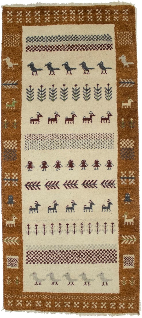 Hand-Knotted Modern Tribal Indo-Gabbeh Area Rug 2'8 x 6'0 Wool: Hand-Knotted Modern Tribal Indo-Gabbeh Area Rug 2'8 x 6'0 Wool Enhance your space with this exquisite Modern Tribal Design Indo-Gabbeh Area Rug, a plush and stylish addition to your decor. Measuring 2