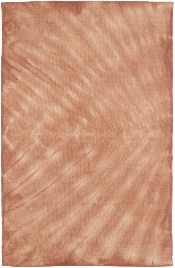 Modern Rust Geometric 5x8 Wool Hand-Tufted Area Rug for Entryway: Modern Rust Geometric 5x8 Wool Hand-Tufted Area Rug for Entryway This modern area rug features a rust-colored tie-dye geometric design, hand-tufted from wool. Its rectangular shape and foyer size make