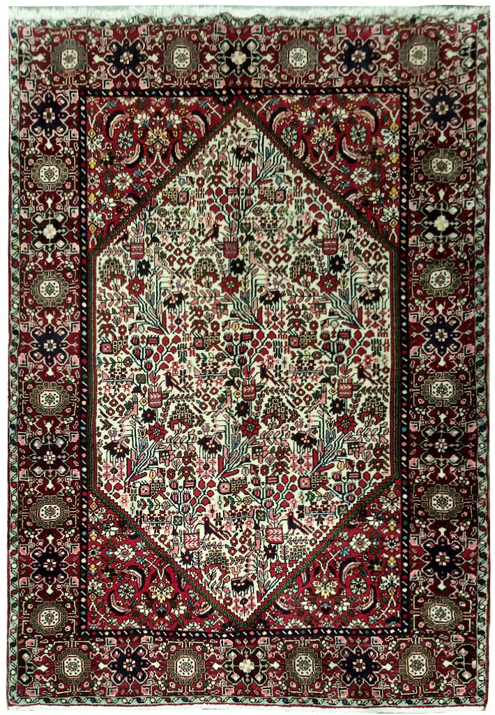 Handmade Persian Tribal Birds Pattern Rug 4.7 x 6.8 Wool Area Rug: Handmade Persian Tribal Birds Pattern Rug 4.7 x 6.8 Wool Area Rug Free continental US Shipping Elevate your living space with this Handmade Persian Tribal Birds Pattern Rug, measuring 4.7 x 6.8 feet. 