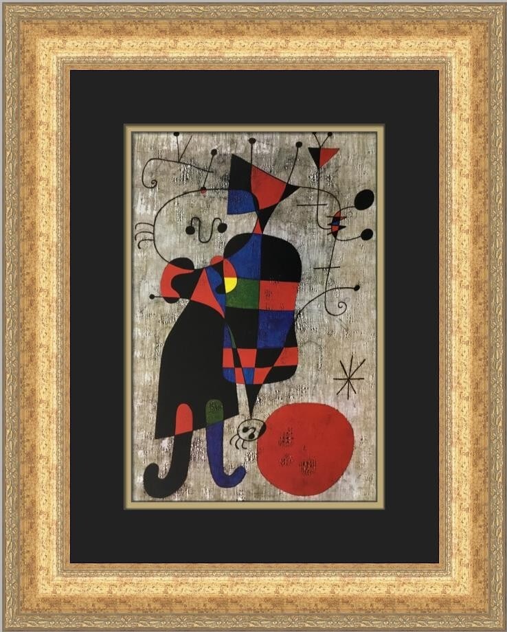 Joan Miro Figures and Dog in Front of the Sun Framed Art Print (1 of 2)