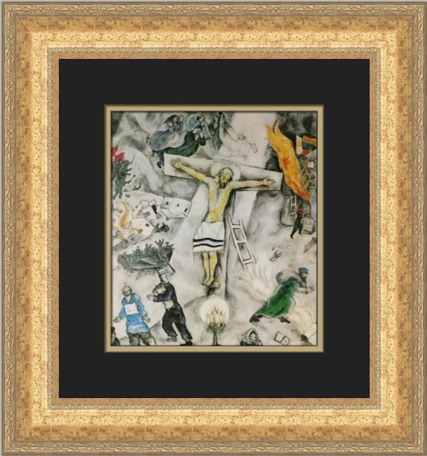 Marc Chagall White Crucifixion Custom Framed Art Print 1984: Marc Chagall White Crucifixion Custom Framed Art Print 1984 Experience the profound artistry of Marc Chagall with this custom framed print of his iconic work, "White Crucifixion." This medium-sized pi