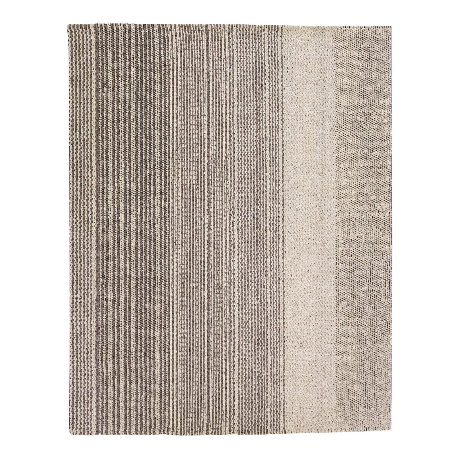 Handmade Modern Minimalist Wool Rug 8' x 10' Beige with Gray Stripes: Handmade Modern Minimalist Wool Rug 8' x 10' Beige with Gray Stripes Enhance your living space with this exquisite hand-knotted wool rug that features a modern texture-style design. The classic beige 