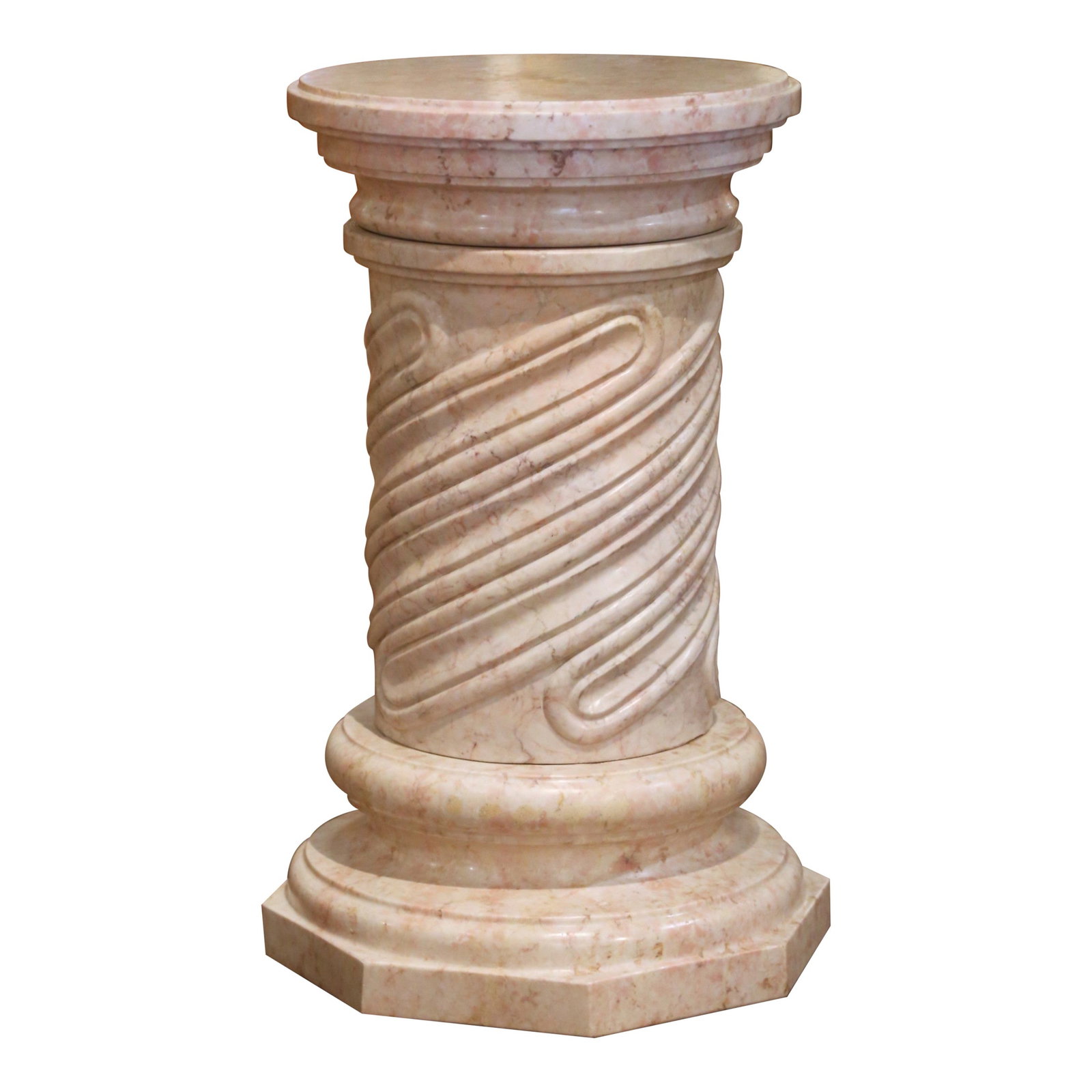 French Neoclassical Pink Rose Marble Pedestal Column circa 1890 (1 of 9)