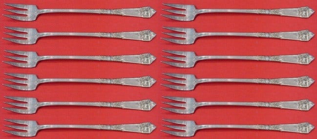Gorham Lansdowne Sterling Silver Cocktail Fork Set 12 Pieces: Gorham Lansdowne Sterling Silver Cocktail Fork Set 12 Pieces Enhance your dining experience with this exquisite 12-piece cocktail fork set from the Lansdowne pattern by Gorham. Crafted from high-quali