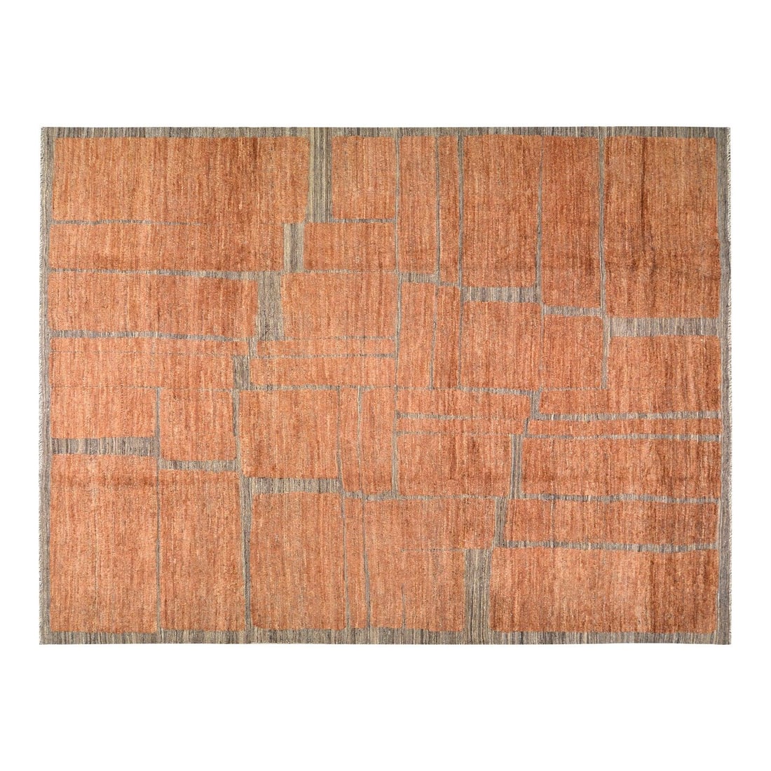 10'4" x 14'7" Wool Area Rug Hand-Knotted Moroccan Design: 10'4" x 14'7" Wool Area Rug Hand-Knotted Moroccan Design This Moroccan hand-knotted wool rug features traditional craftsmanship combined with a modern aesthetic. Made from high-quality wool, it offers