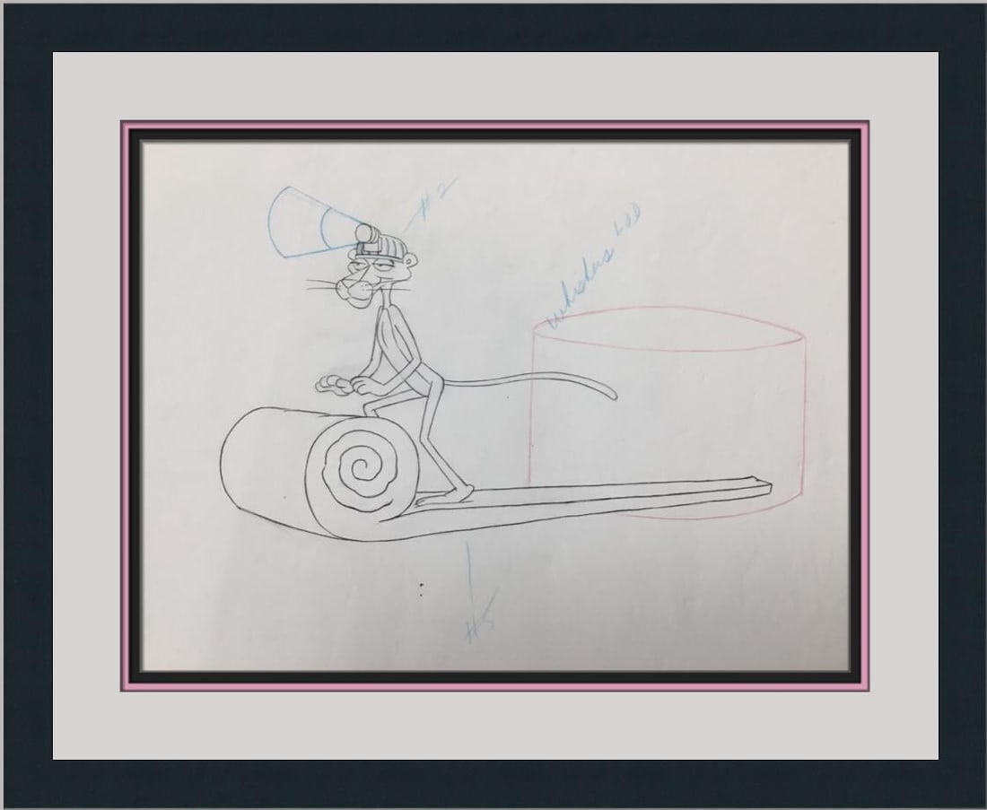 Original Pink Panther Model Sheet Drawing Custom Framed 1980 by MGM (1 of 3)