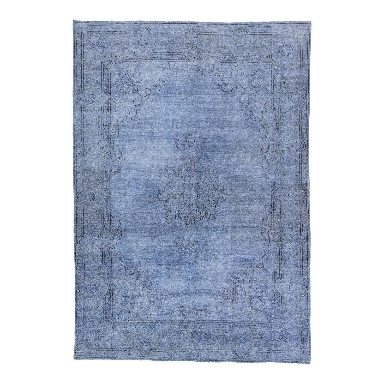 Vintage Persian Overdyed Handknotted Blue Wool Rug 6'11 x 9'11: Vintage Persian Overdyed Handknotted Blue Wool Rug 6'11 x 9'11 Enhance your living space with this stunning Vintage Persian Overdyed Handmade Medallion Wool Rug. Crafted from high-quality hand-knotted