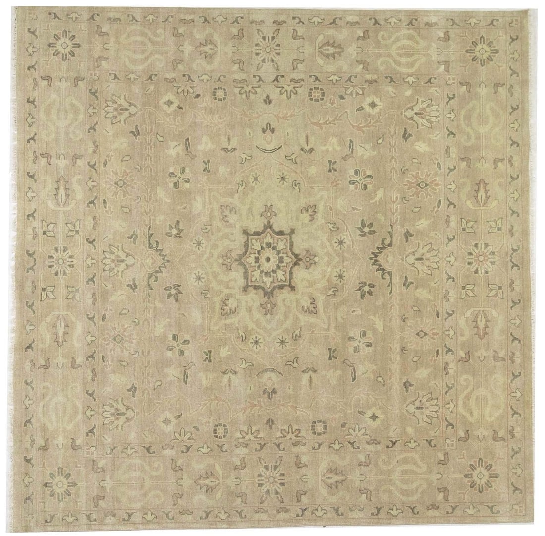 Handmade Transitional Floral Wool Area Rug 8x8 ft Modern Decor: Handmade Transitional Floral Wool Area Rug 8x8 ft Modern Decor Enhance your space with this exquisite Transitional Square Oriental Rug, measuring 8 ft x 8 ft. This handmade carpet features a stunning 