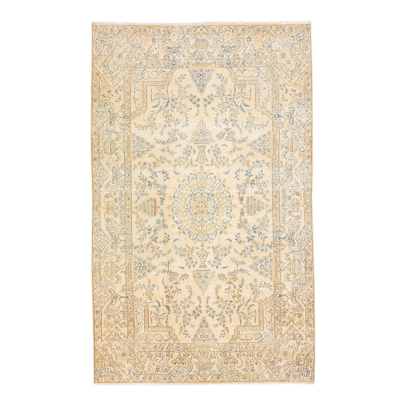 1960s Vintage Persian Wool Rug Handmade Medallion Beige 8' x 13'1": 1960s Vintage Persian Wool Rug Handmade Medallion Beige 8' x 13'1" Add a touch of elegance to your space with this stunning vintage Persian handmade wool rug. Featuring a beautiful beige color field, 