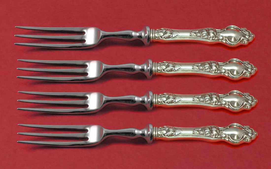 Wallace Violet Sterling Silver 4-Piece Fruit Fork Set 6 Inch: Wallace Violet Sterling Silver 4-Piece Fruit Fork Set 6 Inch This exquisite 4-piece fruit fork set from the Violet pattern by Wallace is crafted from sterling silver with hollow handles and stainless 