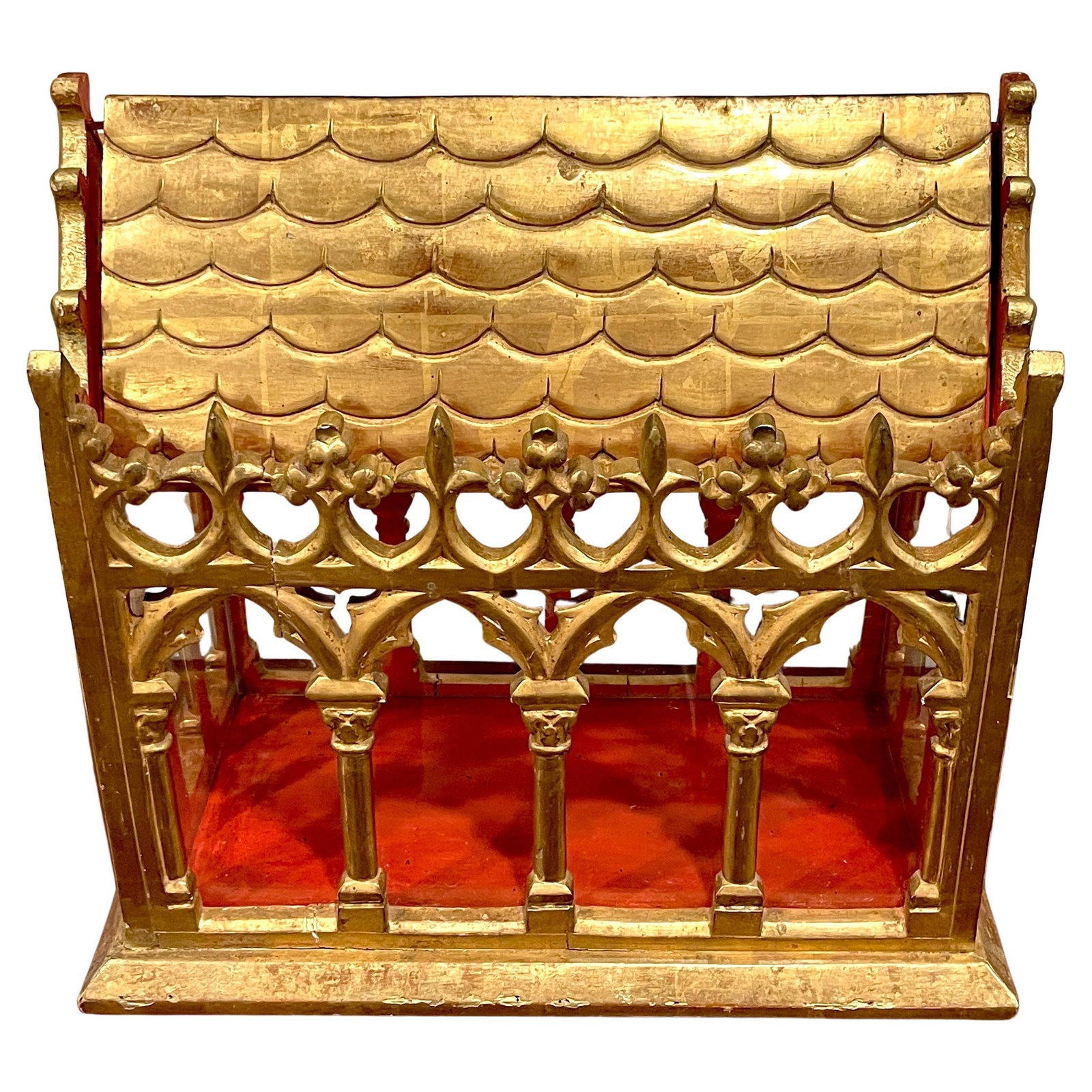 19th Century French Gothic Reliquary Giltwood Glass Vitrine Antique (1 of 18)