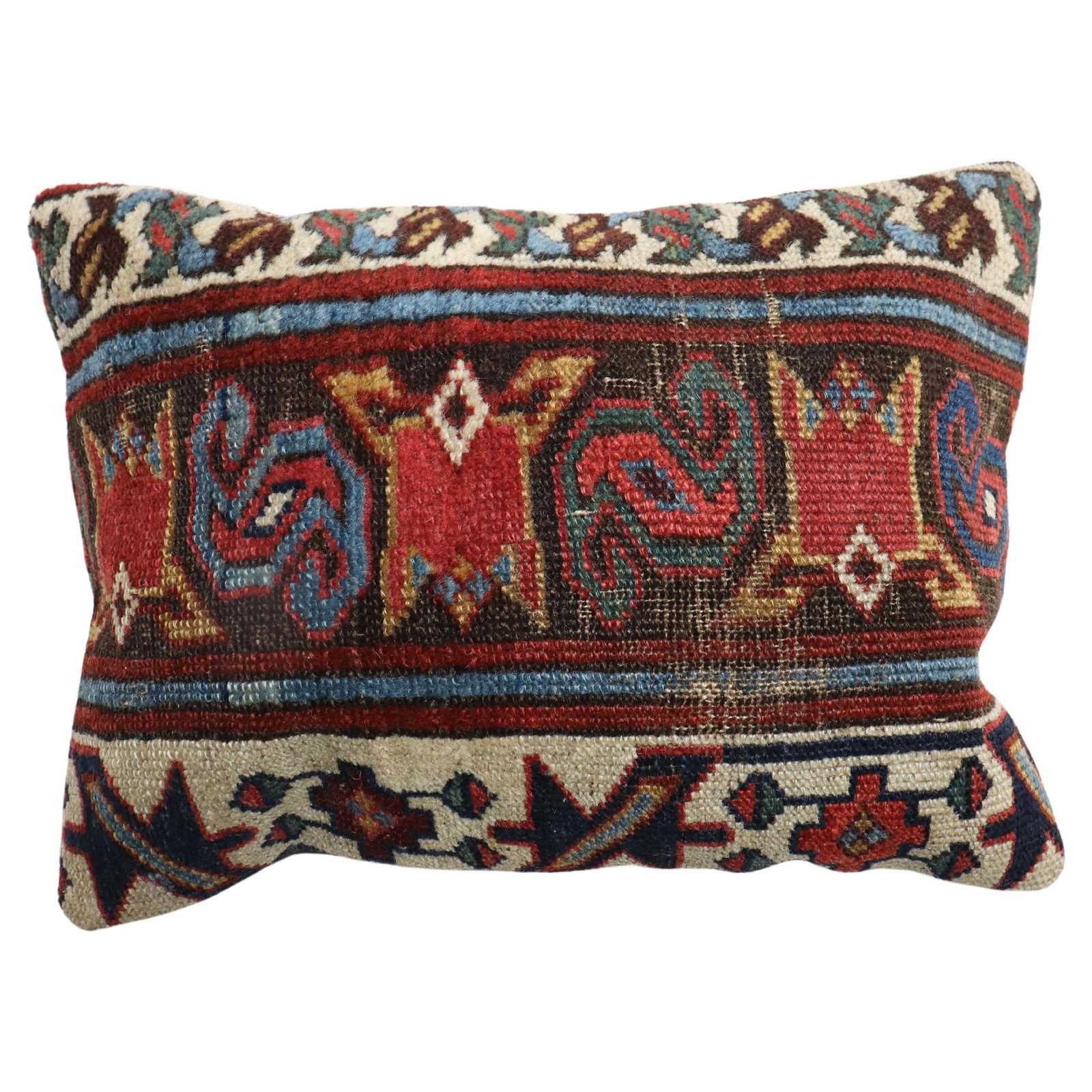 Antique Persian Rug Pillow Tribal Design 11x15: Antique Persian Rug Pillow Tribal Design 11x15 Transform your space with this charming small pillow crafted from an early 20th-century Northwest Persian rug. Its unique tribal design adds a touch of c