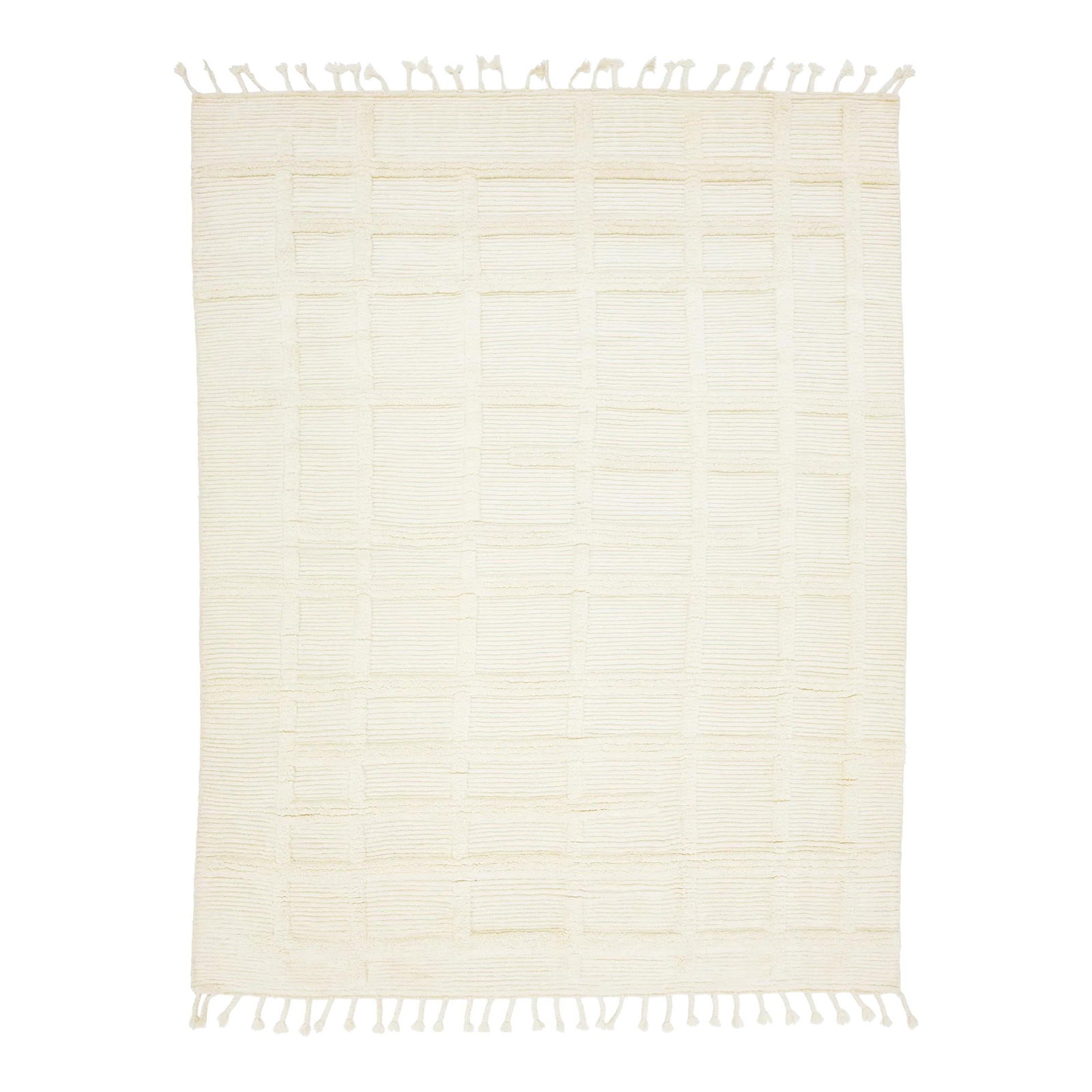 Modern Moroccan Ivory Wool Rug 7'10 x 10'1 Geometric Pattern: Modern Moroccan Ivory Wool Rug 7'10 x 10'1 Geometric Pattern Enhance your living space with this exquisite modern Moroccan style wool rug, featuring a chic minimalist ivory design. Hand-made for excep