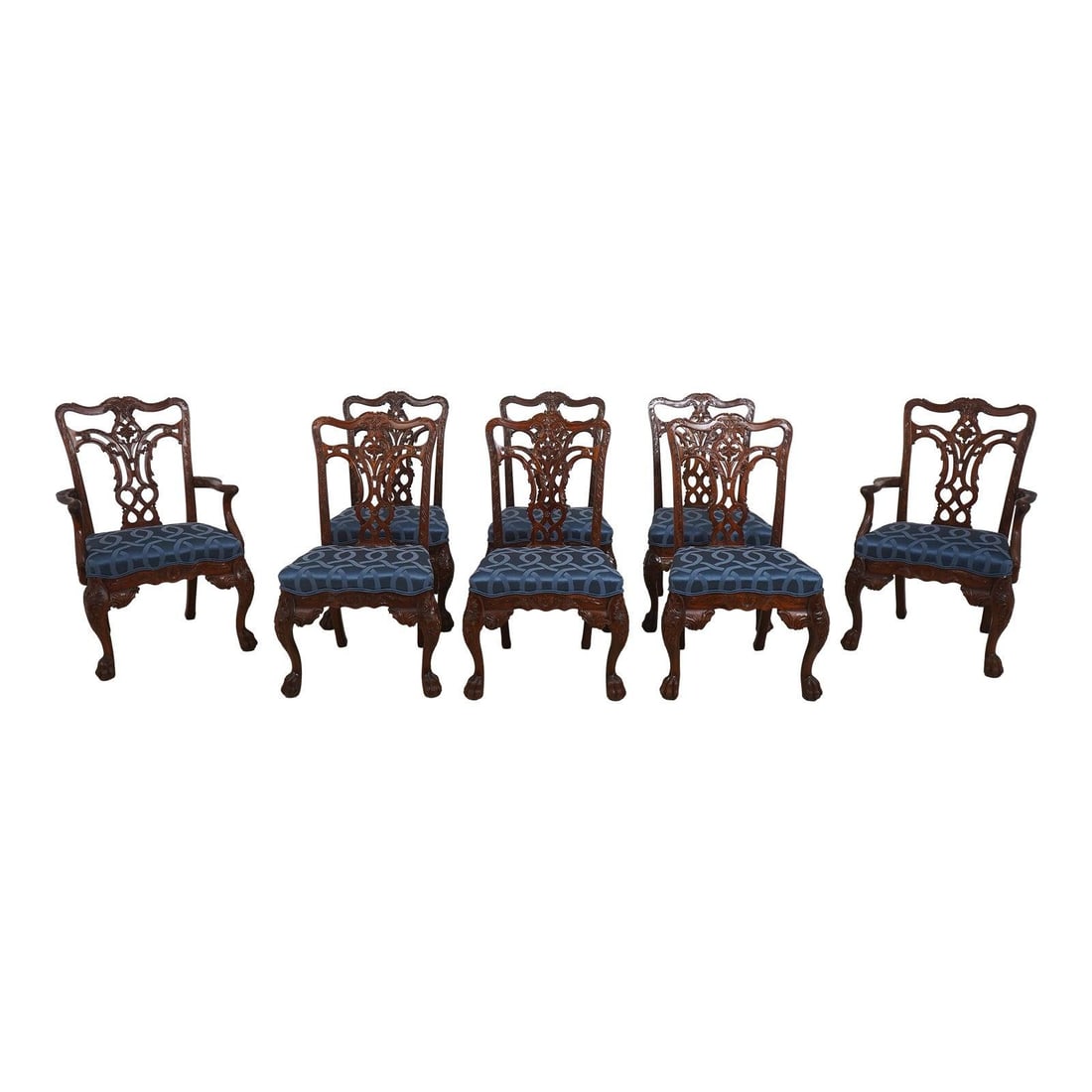 Maitland Smith Chippendale Style Mahogany Dining Chair Set of 8: Maitland Smith Chippendale Style Mahogany Dining Chair Set of 8 This set of 8 dining chairs by Maitland Smith features finely carved mahogany construction in the Chippendale style. Each chair showcase