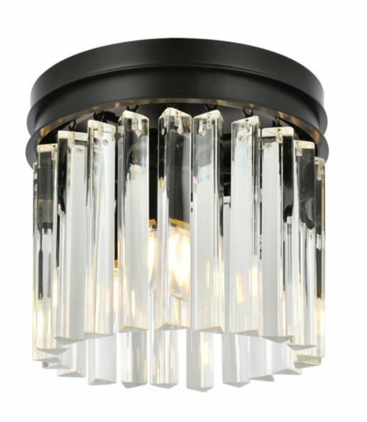 Sydney 3-Light Crystal Flush Mount Matte Black 12 in (1 of 8)