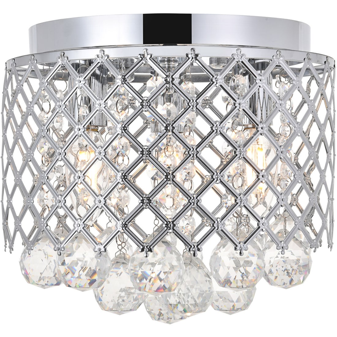 Living District Tully 3 Light Chrome Crystal Flush Mount Ceiling Fixture (1 of 11)