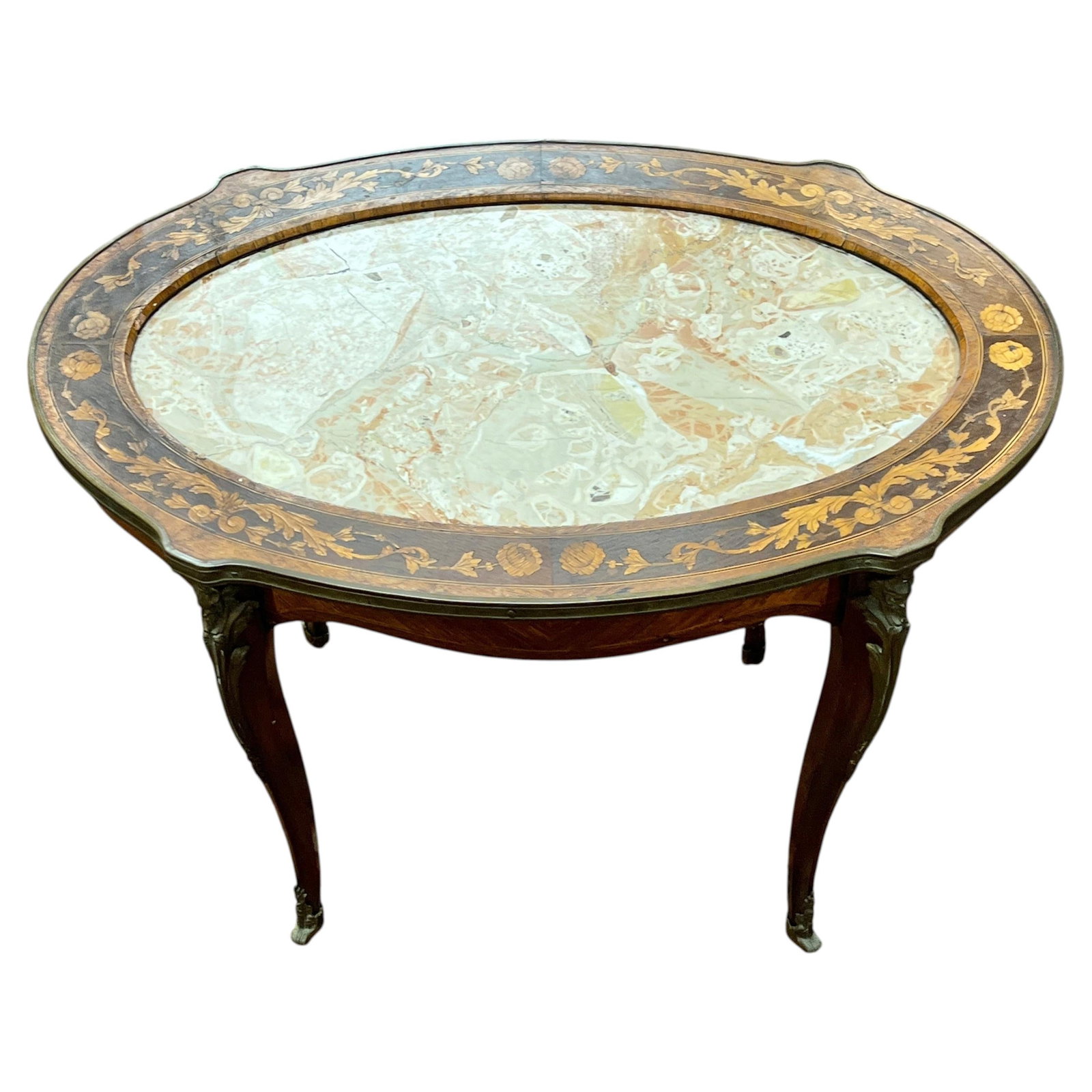 Oval Low Side Table with Marble Top Bronze Mounts 19th Century (1 of 12)
