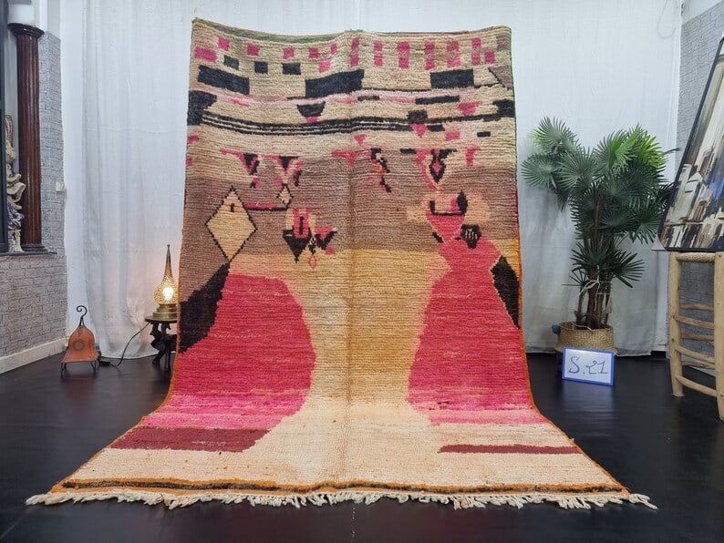 Authentic Handwoven Colorful Moroccan Rug 8 x 5 Feet: Authentic Handwoven Colorful Moroccan Rug 8 x 5 Feet Discover the beauty of this authentic colorful rug, handwoven in the Atlas Mountains by skilled local Berber women weavers. Crafted using tradition