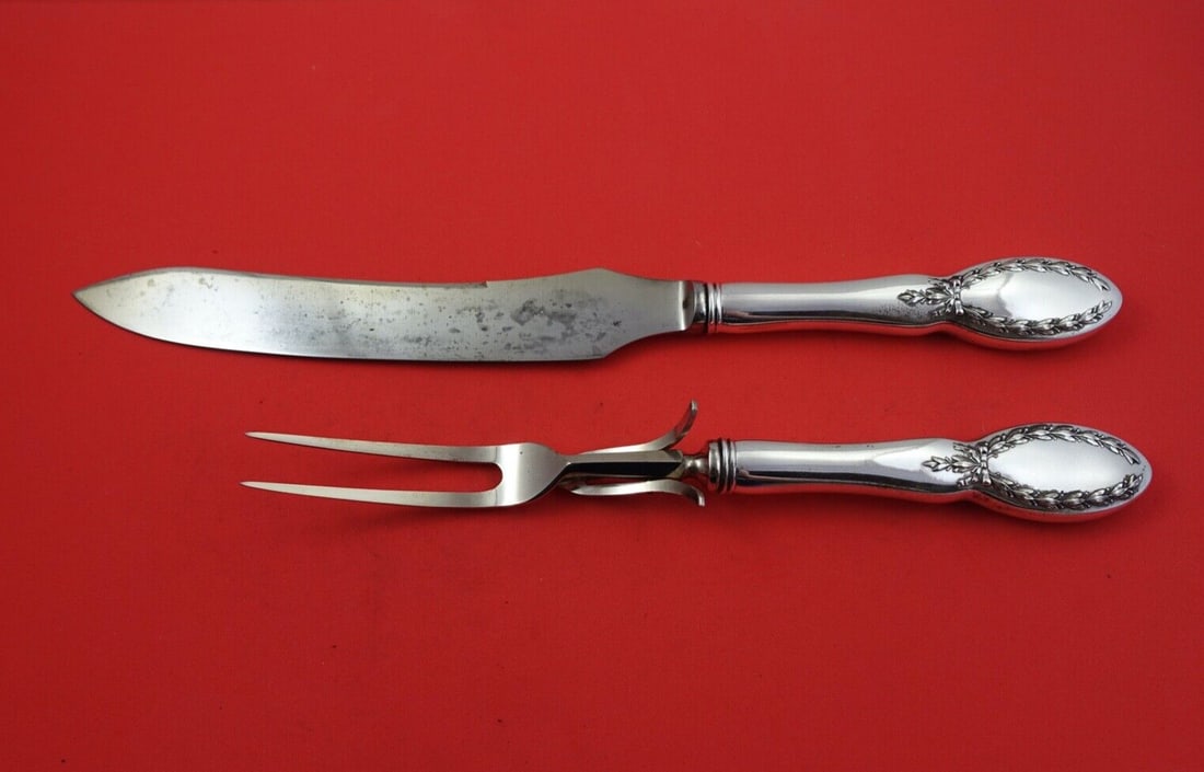 Alvin Apollo Sterling Silver 2-Piece Carving Set Knife 12 Fork 9.75 (1 of 2)