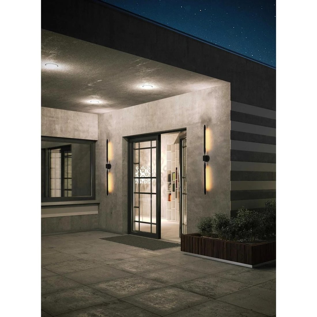Odin Black Aluminum Iron Outdoor Wall Sconce 49.5 Inch LED: Odin Black Aluminum Iron Outdoor Wall Sconce 49.5 Inch LED This modern outdoor wall sconce features a sleek black finish and a tall, slim design, making it ideal for entryways, patios, porches, and wa