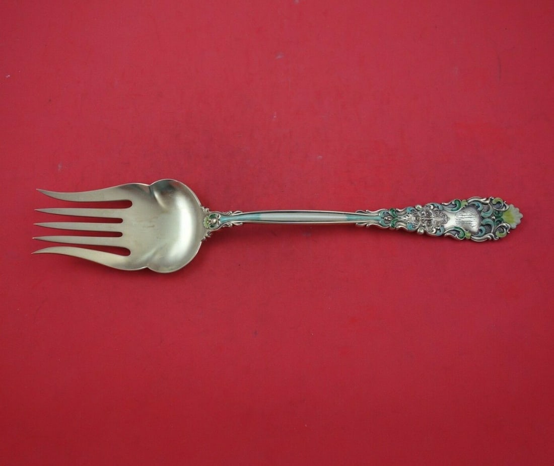 Dominick & Haff Renaissance Sterling Silver Salad Serving Fork Vermeil 11.5": Dominick & Haff Renaissance Sterling Silver Salad Serving Fork Vermeil 11.5" This exquisite salad serving fork is part of the Renaissance pattern by Dominick & Haff, crafted from sterling silver and f