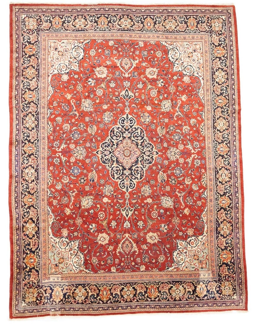 Handmade Wool Area Rug 10'4 x 13'9 Vintage Western Asia Floral Design: Handmade Wool Area Rug 10'4 x 13'9 Vintage Western Asia Floral Design This vintage hand-knotted Oriental rug features a classic floral pattern with a rich color palette including red, dark purple-navy