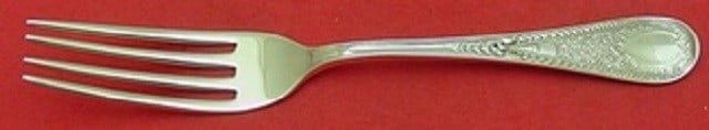 Gorham Hindostanee sterling silver dinner fork 7 1/8 in monogrammed: Gorham Hindostanee sterling silver dinner fork 7 1/8 in monogrammed This is a Gorham Hindostanee sterling silver dinner fork in the Hindostanee pattern. It measures 7 1/8 inches and was made in the Un