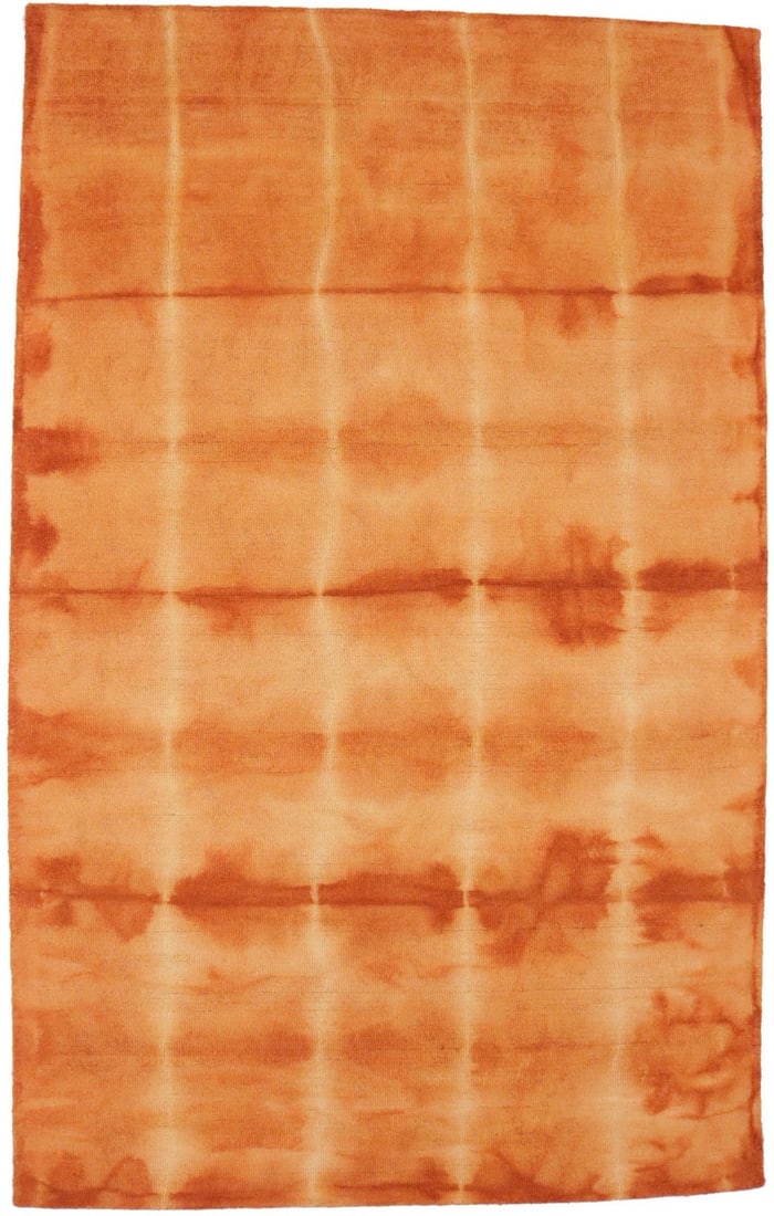 Hand-Tufted Wool Area Rug 5x8 Abstract Modern Solar Orange Design (1 of 15)