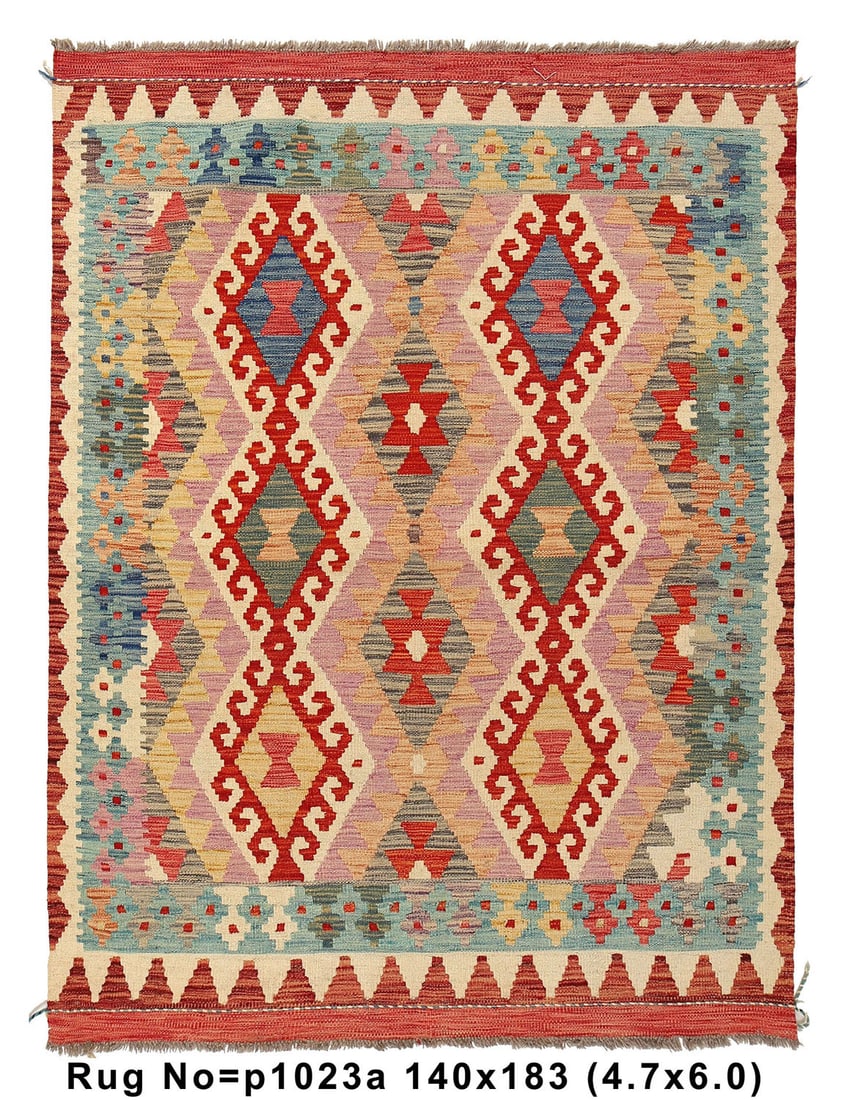 Vibrant 4.7 x 6 Handmade Multi-Color Wool Kilim Rug from Pakistan: Vibrant 4.7 x 6 Handmade Multi-Color Wool Kilim Rug from Pakistan Free continental US Shipping Introducing a stunning 5' x 6' Multi-Color Flat Weave Wool Vegetable Kilim Handmade Rug that beautifully 