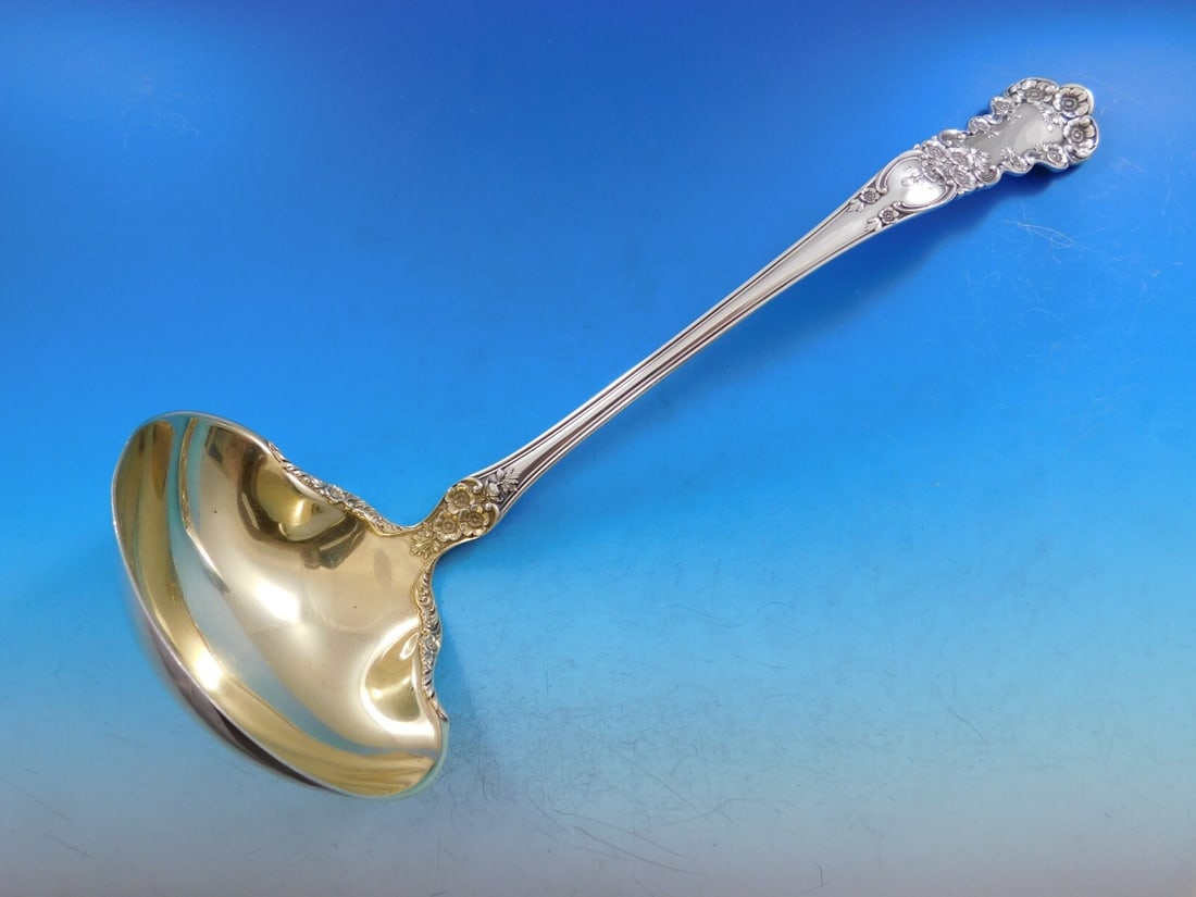 Gorham Buttercup sterling silver gold wash soup ladle 12 1/4" (1 of 5)