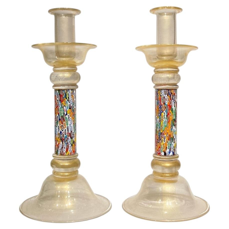 Murano Art Glass Candlesticks by Mario Gambaro Set of 2 (1 of 13)