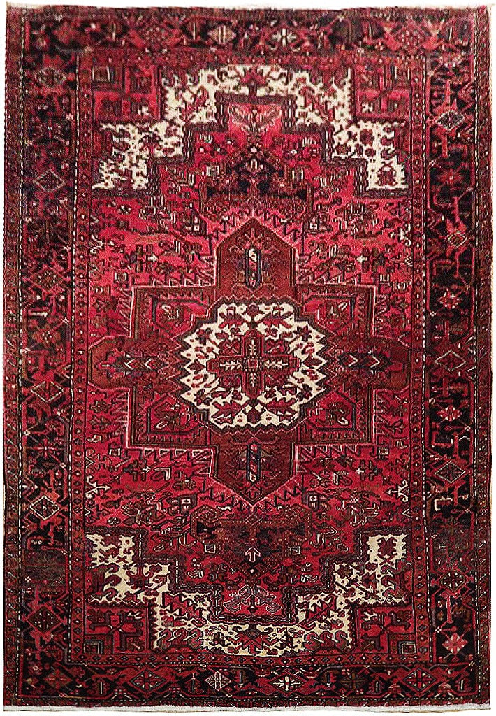 Stunning 7.10 x 10.7 Maroon Semi-Antique Persian Heriz Rug: Stunning 7.10 x 10.7 Maroon Semi-Antique Persian Heriz Rug Free continental US Shipping This exquisite semi-antique Persian Heriz rug features a rich maroon color and measures 7.10 x 10.7 feet. Its in