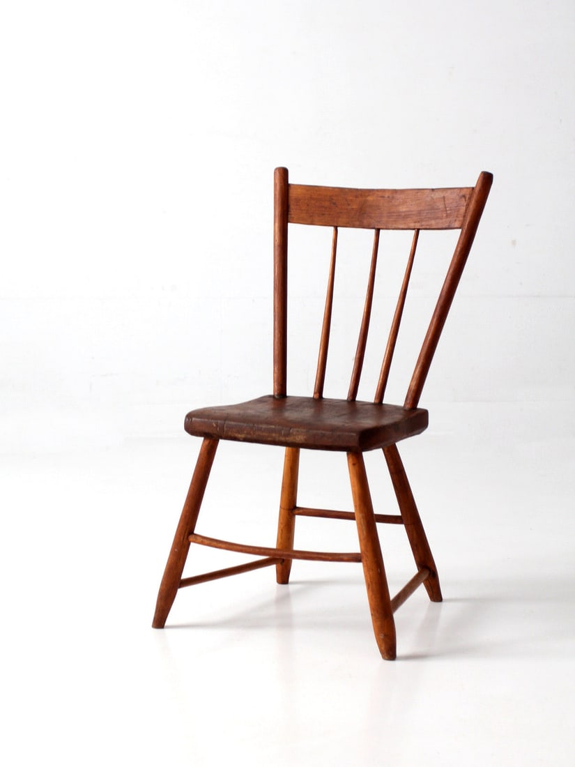 19th Century Plank Seat Spindle Back Chair (1 of 12)