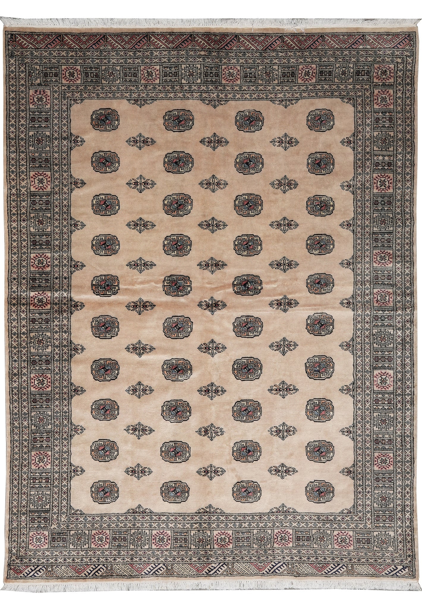 6.6 x 8.6 Beige Jaldar Bokhara Rug Handmade Wool Pakistan: 6.6 x 8.6 Beige Jaldar Bokhara Rug Handmade Wool Pakistan Free continental US Shipping This handmade Jaldar Bokhara rug features a sophisticated beige colorway and a classic Bokhara-inspired motif wit