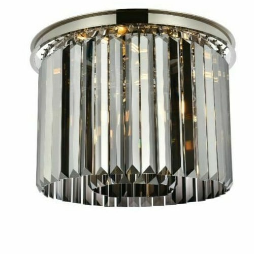 Sydney 6-Light Polished Nickel Crystal Flush Mount Chandelier 20 Inch: Sydney 6-Light Polished Nickel Crystal Flush Mount Chandelier 20 Inch This modern flush mount chandelier features a polished nickel frame adorned with Royal Cut silver shade crystals, offering a conte
