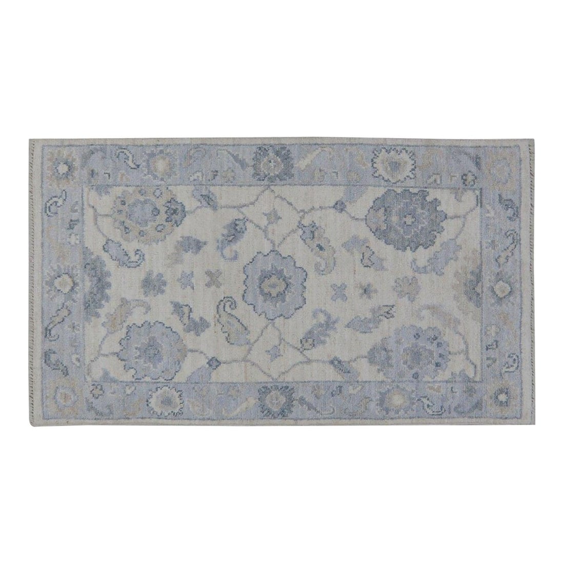 4'x5'8" Hand-Knotted Wool Oushak Area Rug in Stone Gray: 4'x5'8" Hand-Knotted Wool Oushak Area Rug in Stone Gray This Turkish Oushak rug is hand-knotted from wool, combining traditional craftsmanship with a modern design sensibility. The soft, durable textu