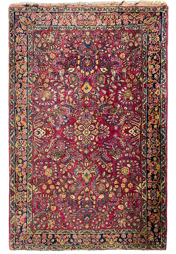 3.5 x 5 Antique Persian Sarouk Area Rug: 3.5 x 5 Antique Persian Sarouk Area Rug Free continental US Shipping Enhance your space with this exquisite 3.5 x 5 Antique Persian Sarouk Rug. Crafted with traditional artistry, this rug features int